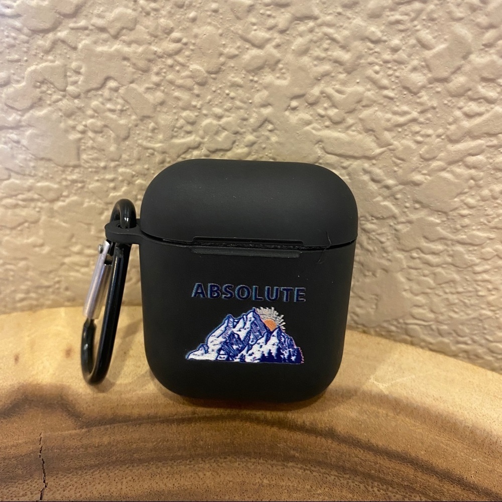 AirPods case cover black mountain‎ scene with hook absolute